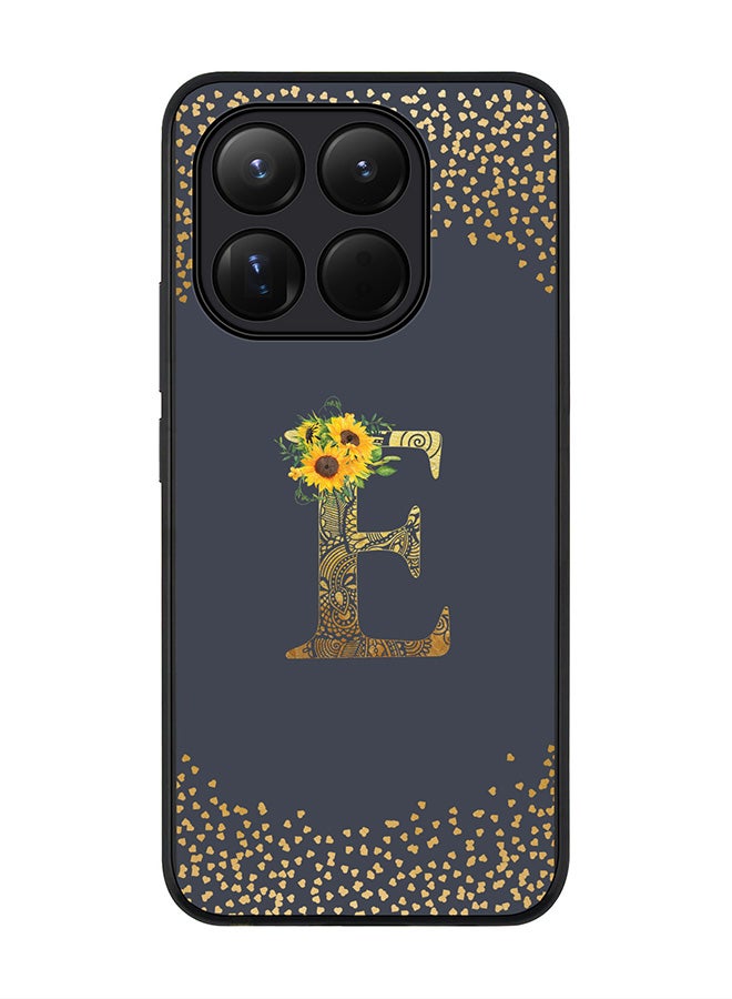 For Xiaomi 15T Case,Slim fit Camera Protection, Shockproof Thin Phone cover  - Custom Floral Monogram - E  (Grey )